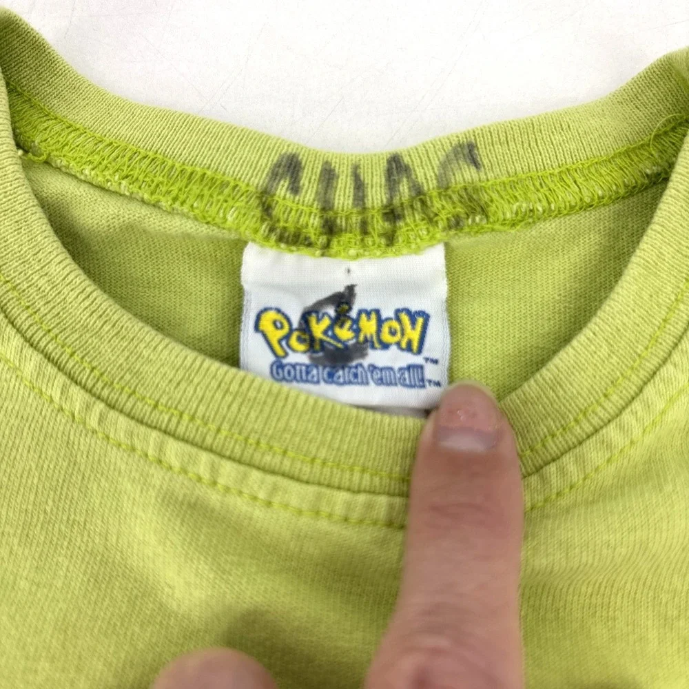 Vintage Y2K Pokemon T-Shirt Youth M Gotta Catch Em All Nintendo Pikachu Green 90